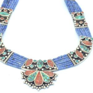 Collar Silver 925, Vintage Look with Blue Lapis